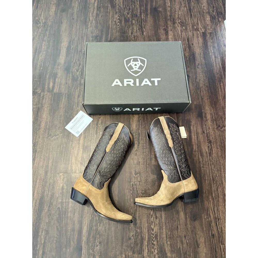 ARIAT Women's Yellowstone Arena Dirt Boot Tan/Toffee Crunch Leather Cowgirl 10 B - Picture 2 of 9